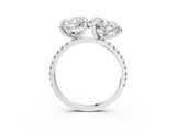 Platinum Cushion and Heart Toi Moi Ring with Prong Setting and Micro Pave Band 3