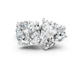 Platinum Cushion and Heart Toi Moi Ring with Prong Setting and Plain Band
