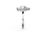 Platinum Cushion and Marquise Toi Moi Ring with Prong Setting and Plain Band 2