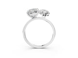 Platinum Cushion and Marquise Toi Moi Ring with Prong Setting and Plain Band 3