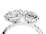Platinum Cushion and Radiant Toi Moi Ring with Prong Setting and Pave Band 4
