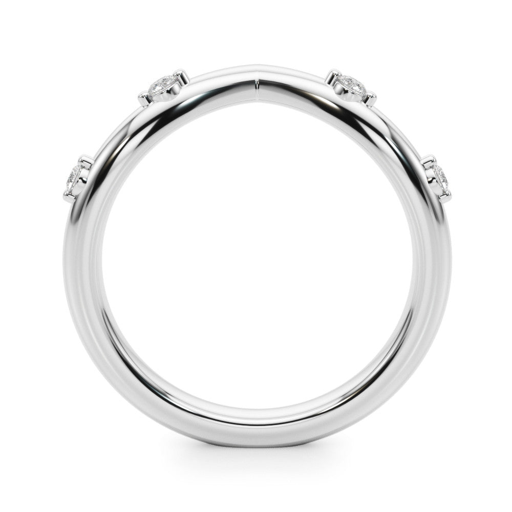 Platinum Diamond Chevron Band with Round Stones and Prong Setting 1