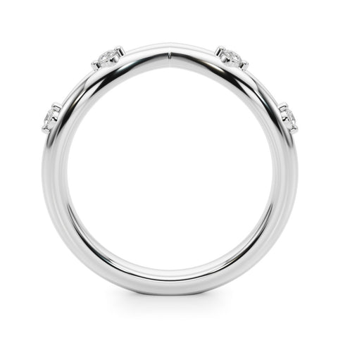 Platinum Diamond Chevron Band with Round Stones and Prong Setting 1