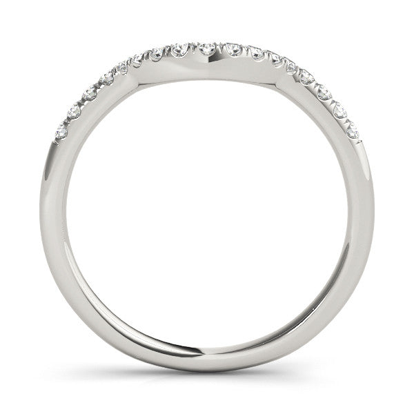 Platinum Diamond Curved Pavé Round Stone Contour Band 1