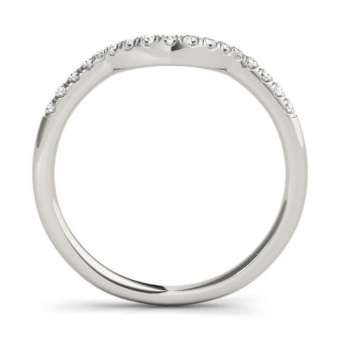 Platinum Diamond Curved Pavé Round Stone Contour Band 1