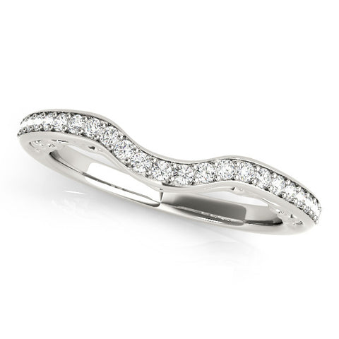 Platinum Diamond Pavé Round Cut Curved Band with Channel Setting