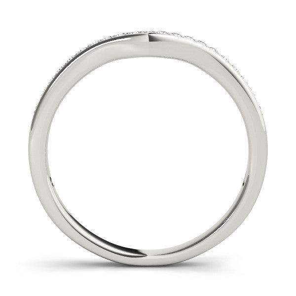 Platinum Diamond Pavé Round Stone Contour Band 1