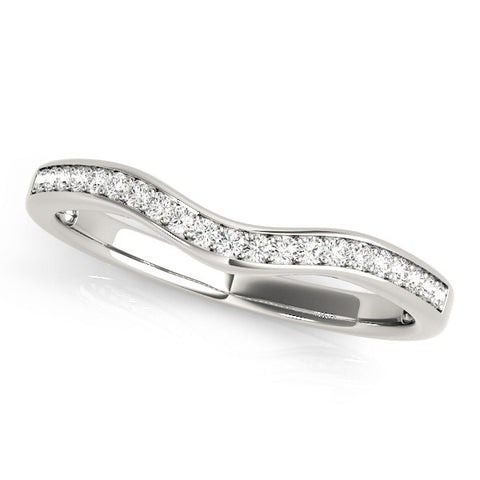Platinum Diamond Pavé Round Stone Contour Band