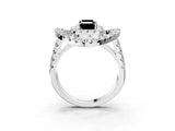 Platinum Double Halo Fancy Black Emerald Cut Diamond Split Shank Prong Setting Ring_15