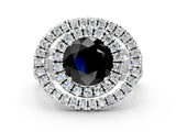 Platinum Double Halo Fancy Black Round Cut Diamond Split Shank Prong Setting Ring_6