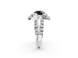 Platinum Double Halo Fancy Black Round Cut Diamond Split Shank Prong Setting Ring_8