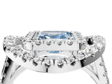 Platinum Double Halo Fancy Blue Asscher Cut Diamond Split Shank Prong Setting Ring_10
