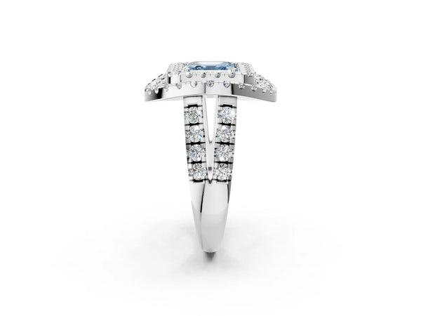 Platinum Asscher Cut Halo Engagement Ring Setting for Fancy Blue Center - Design RJ-762
