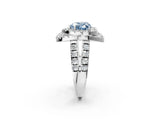 Platinum Double Halo Fancy Blue Heart Cut Diamond Split Shank Prong Setting Ring_8
