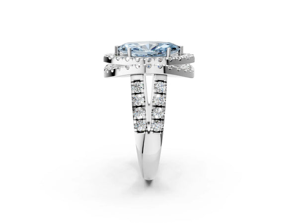 Platinum Marquise Halo Engagement Ring Setting for Fancy Blue Center - Design RJ-762