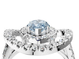 Platinum Double Halo Fancy Blue Marquise Cut Diamond Split Shank Prong Setting Ring_16