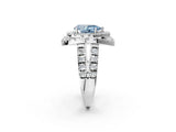 Platinum Double Halo Fancy Blue Pear Cut Diamond Split Shank Prong Setting Ring_14