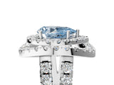 Platinum Double Halo Fancy Blue Pear Cut Diamond Split Shank Prong Setting Ring_17