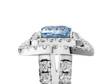 Platinum Double Halo Fancy Blue Princess Cut Diamond Split Shank Prong Setting Ring_17
