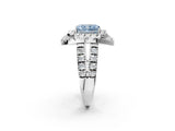 Platinum Double Halo Fancy Blue Radiant Cut Diamond Split Shank Prong Setting Ring_8