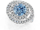 Platinum Double Halo Fancy Blue Round Cut Diamond Split Shank Prong Setting Ring_13