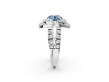 Platinum Double Halo Fancy Blue Round Cut Diamond Split Shank Prong Setting Ring_14