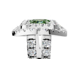 Platinum Double Halo Fancy Green Asscher Cut Diamond Split Shank Prong Setting Ring_11