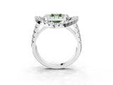 Platinum Double Halo Fancy Green Asscher Cut Diamond Split Shank Prong Setting Ring_9