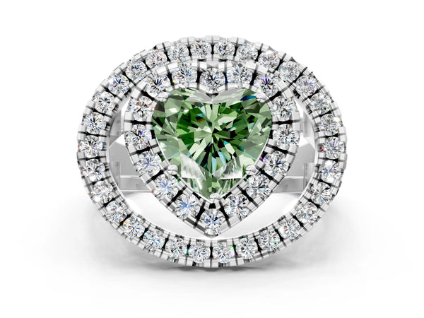 Platinum Heart-Shaped Halo Engagement Ring Setting for Fancy Green Center - Design RJ-762