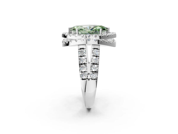 Platinum Marquise Halo Engagement Ring Setting for Fancy Green Center - Design RJ-762