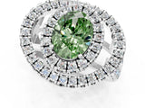 Platinum Double Halo Fancy Green Oval Cut Diamond Split Shank Prong Setting Ring_13