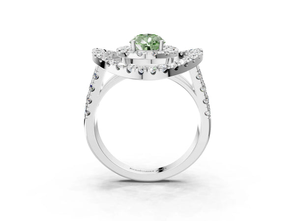 Platinum Pear-Shaped Halo Engagement Ring Setting for Fancy Green Center - Design RJ-762