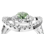 Platinum Double Halo Fancy Green Pear Cut Diamond Split Shank Prong Setting Ring_16