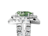 Platinum Double Halo Fancy Green Pear Cut Diamond Split Shank Prong Setting Ring_17