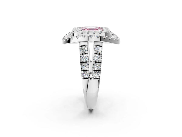 Platinum Asscher Cut Halo Engagement Ring Setting for Fancy Pink Center - Design RJ-762