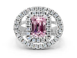 Platinum Double Halo Fancy Pink Emerald Cut Diamond Split Shank Prong Setting Ring_12