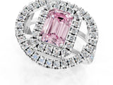 Platinum Double Halo Fancy Pink Emerald Cut Diamond Split Shank Prong Setting Ring_13