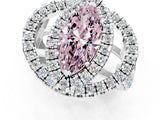 Platinum Double Halo Fancy Pink Marquise Cut Diamond Split Shank Prong Setting Ring_13