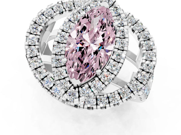 Platinum Marquise Halo Engagement Ring Setting for Fancy Pink Center - Design RJ-762