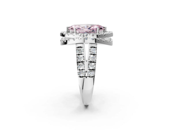 Platinum Marquise Halo Engagement Ring Setting for Fancy Pink Center - Design RJ-762