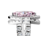 Platinum Double Halo Fancy Pink Marquise Cut Diamond Split Shank Prong Setting Ring_17