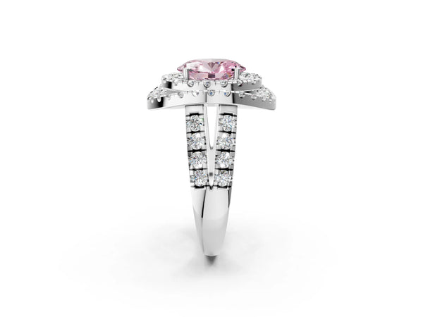 Platinum Oval Halo Engagement Ring Setting for Fancy Pink Center - Design RJ-762