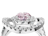 Platinum Double Halo Fancy Pink Oval Cut Diamond Split Shank Prong Setting Ring_16