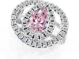 Platinum Double Halo Fancy Pink Pear Cut Diamond Split Shank Prong Setting Ring_13