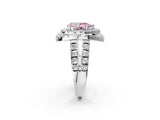 Platinum Double Halo Fancy Pink Pear Cut Diamond Split Shank Prong Setting Ring_14