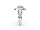 Platinum Double Halo Fancy Pink Princess Cut Diamond Split Shank Prong Setting Ring_14