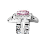 Platinum Double Halo Fancy Pink Princess Cut Diamond Split Shank Prong Setting Ring_17