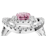 Platinum Double Halo Fancy Pink Radiant Cut Diamond Split Shank Prong Setting Ring_3