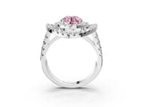 Platinum Double Halo Fancy Pink Round Cut Diamond Split Shank Prong Setting Ring_15