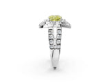 Platinum Double Halo Fancy Yellow Cushion Cut Diamond Split Shank Prong Setting Ring_14